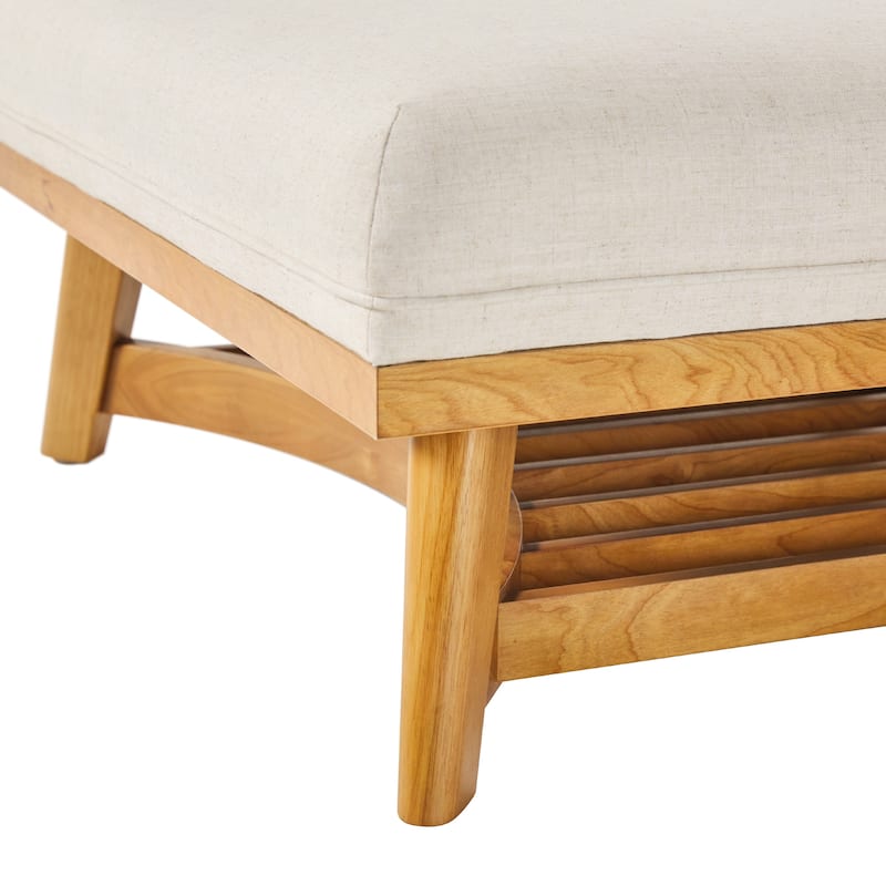 Walker Edison Modern Farmhouse Upholstered Linen Large Ottoman