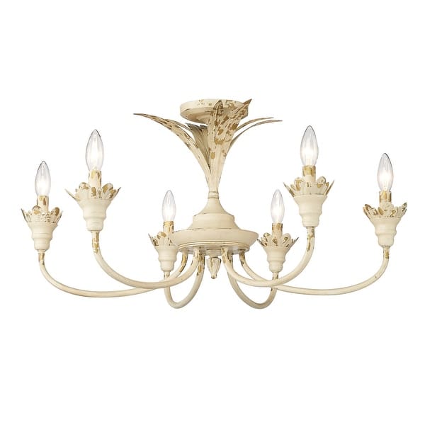 slide 2 of 11, Golden Lighting 0846-6SF Lillianne 6 Light 29" Wide Semi-Flush Ceiling Antique Ivory