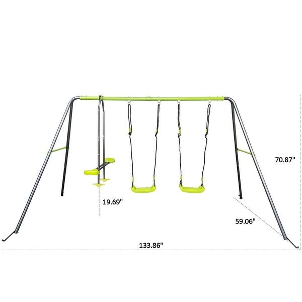 Lime Green Fun Swingset – Safe Plastic Swing Set, 440lbs Weight Capacity, Perfect for Outdoor Playgrounds & Backyards