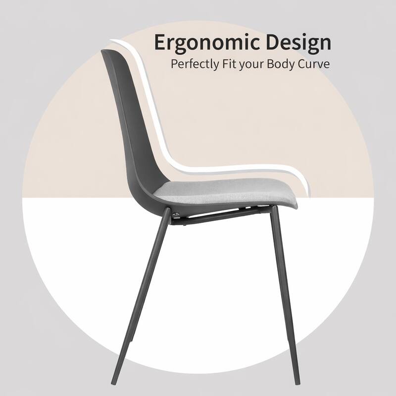 Set of 4 Plastic Dining Chairs Cushion Padded For Kitchen Metal Legs Guest Meeting Waiting Room Business Indoor Outdoor Patio