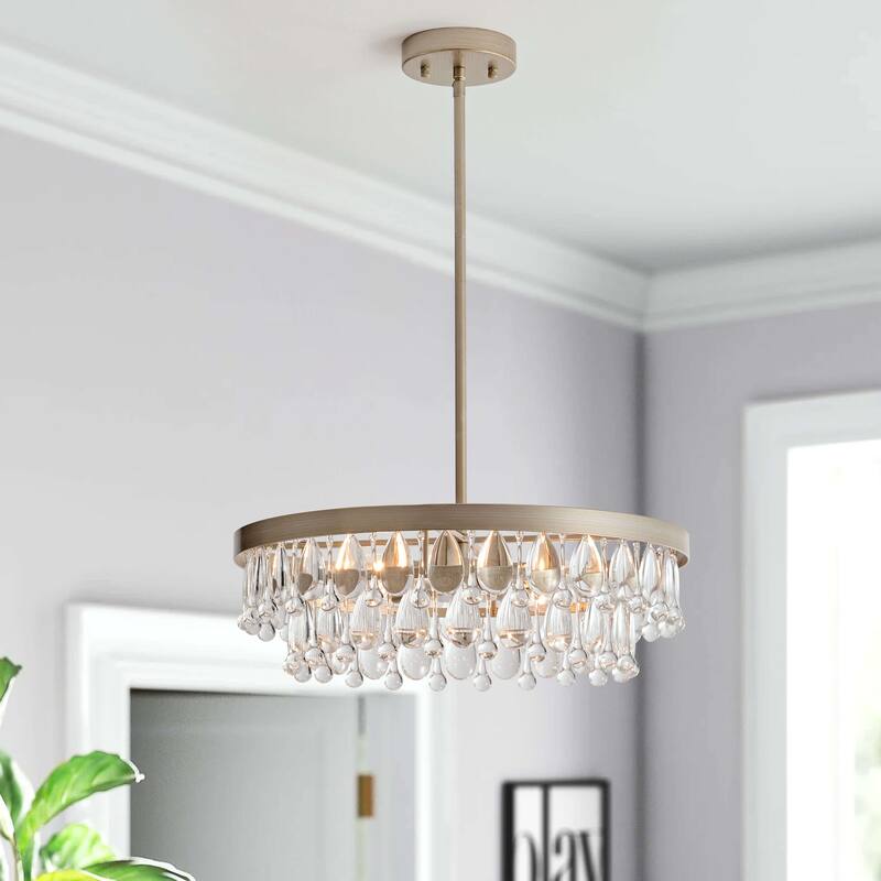 Viviana 4-light Crystal Teardrop Round Chandelier