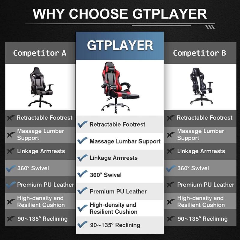 Lucklife Gaming Chair Computer Chair with Footrest and Lumbar Support for Office or Gaming
