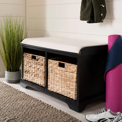 Old Stone Distressed Black Storage Bench - 33.5" x 16.1" x 19.9"