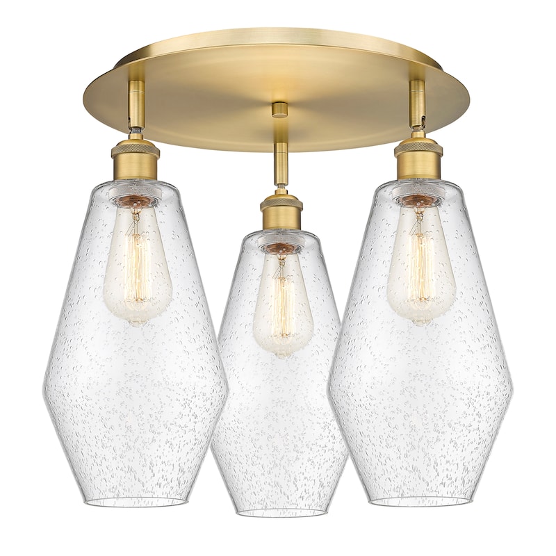 Innovations Lighting Cindyrella - 3 Light 19" Flush Mount - Brushed Brass/Seedy