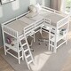preview thumbnail 14 of 22, Wood Twin Size L-Shaped Loft Kids Bed Frame with Ladder, 2-Built-in Desks, No Box Spring Required, Easy to Assemble, Grey