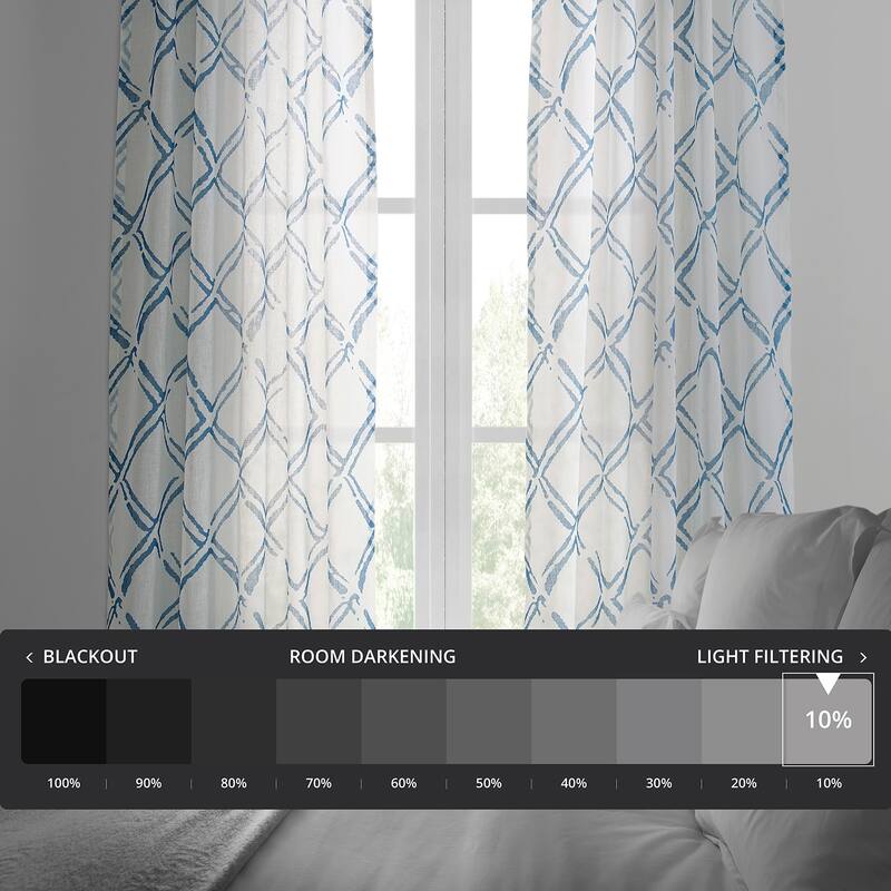Exclusive Fabrics Normandy Printed Faux Linen Sheer Curtain (1 Panel)