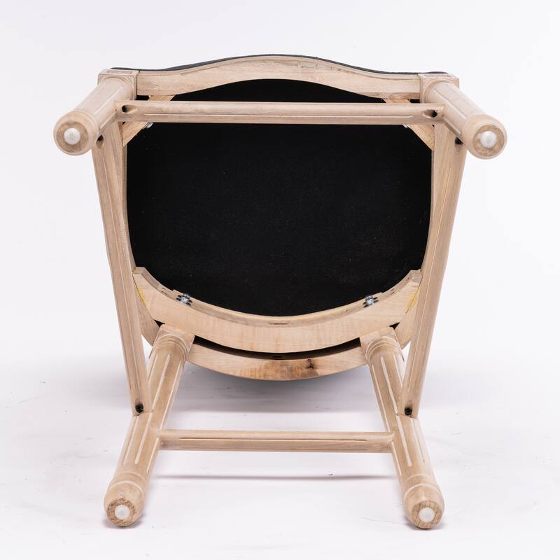 French Country Wooden Barstools With Upholstered Seating , Beige and Natural ，Set of 2