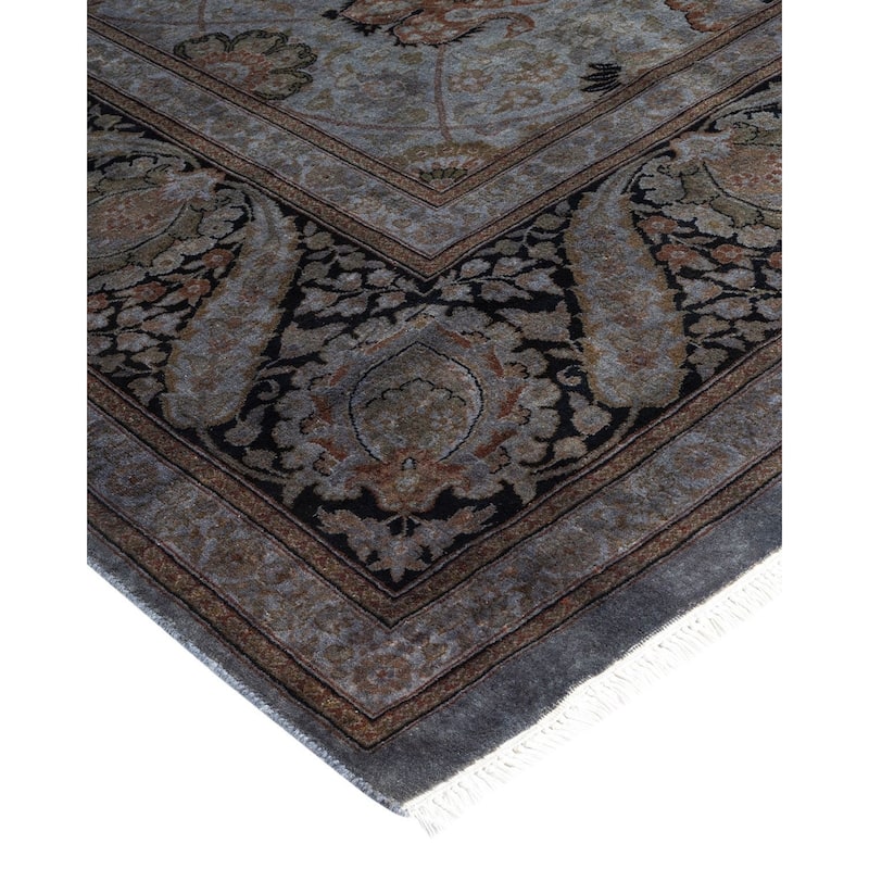 Overton Hand Knotted Wool Vintage Inspired Modern Contemporary Overdyed Gray Area Rug - 8' 2" x 10' 5"