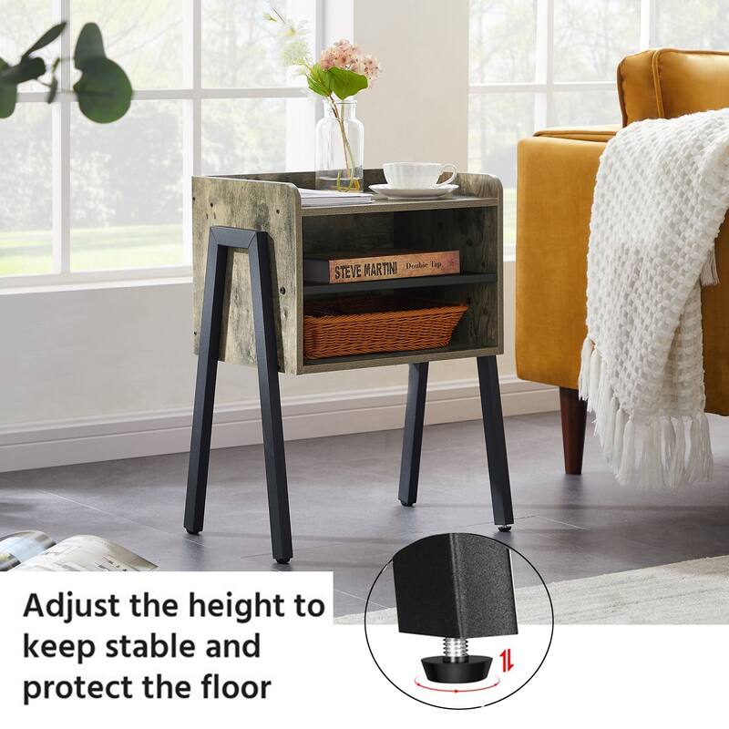 Javlergo Stackable Nightstand with Open Storage Shelves for Bedroom, Side End Table for Living Room