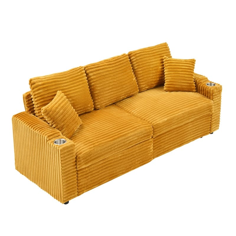80" Cordylona Sofa, Cup Holder, Ottoman Storage