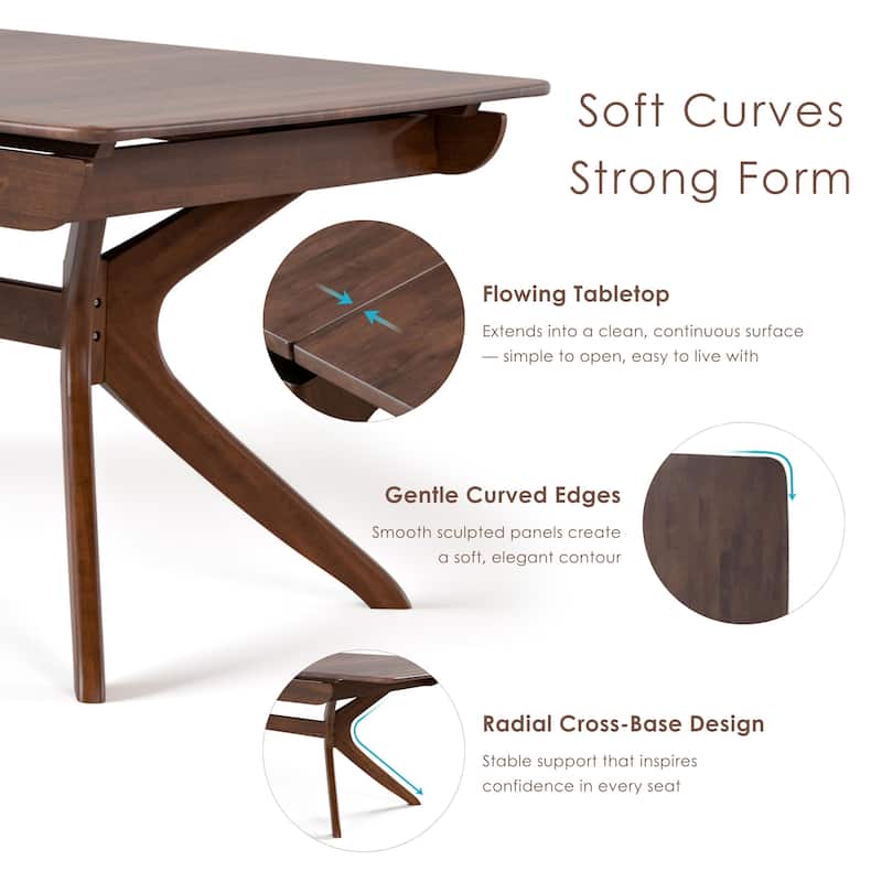 Furniture of America Abigail IV Mid-Century Modern Walnut Extendable Self-Storing Dining Table