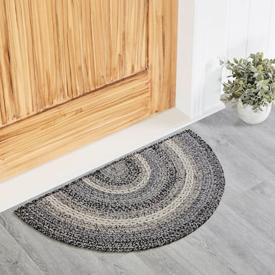 Sawyer Mill Black White Jute Rug Half Circle w/ Pad 19.5x36