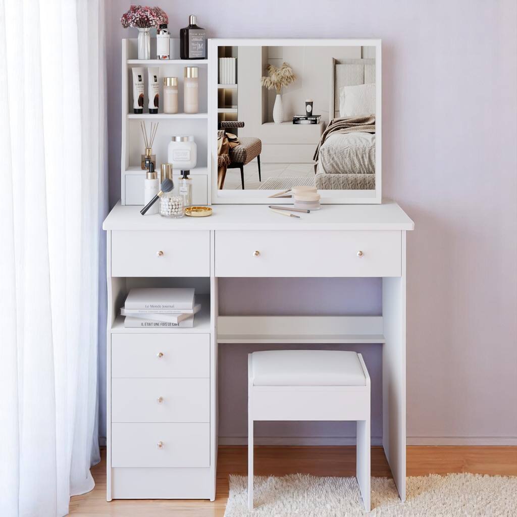 KISRAIS 37" Fashion Vanity Desk with Mirror