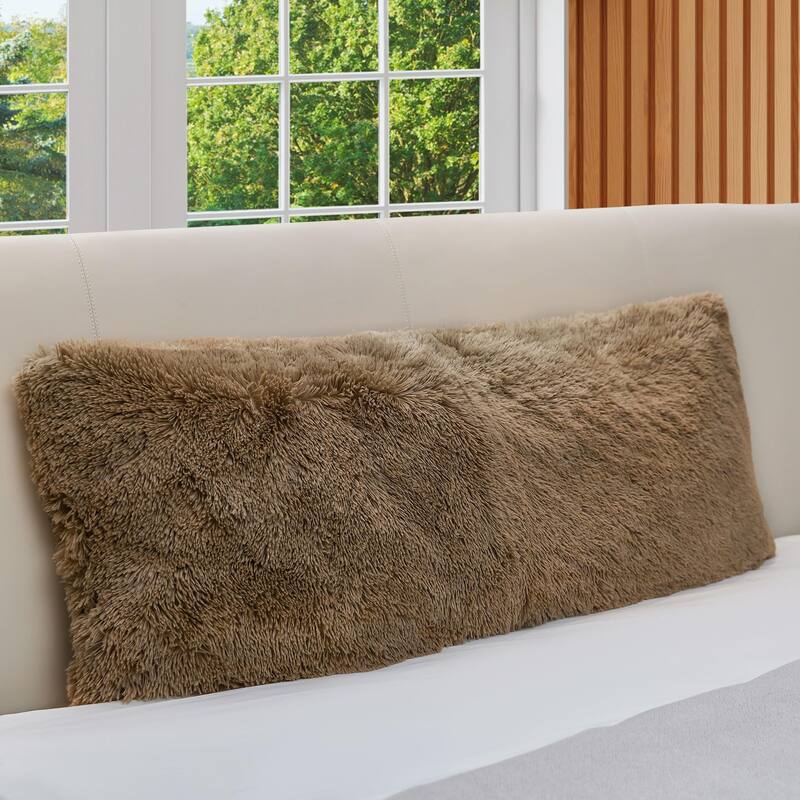 Cheer Collection 20" x 54" Long Hair Shaggy Body Pillow