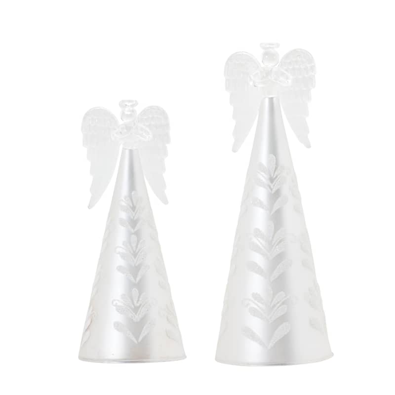 Frosted Glass Angel Christmas Ornaments - 10" - Set of 2