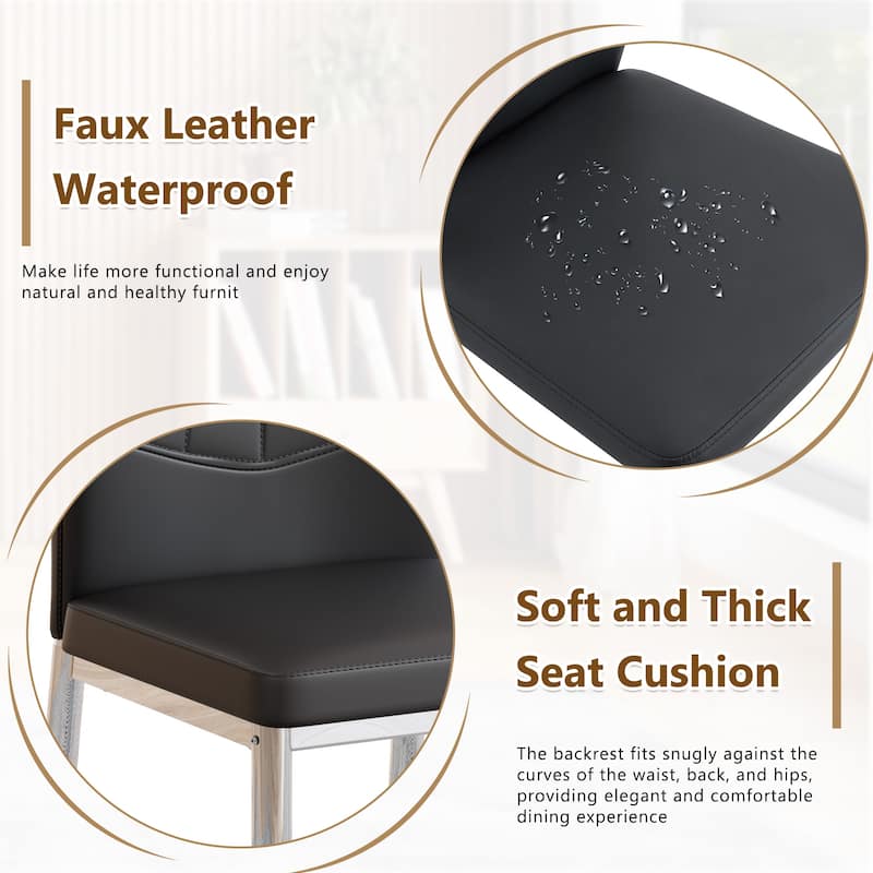 Faux Leather Dining Chairs Set, Modern Kitchen & Dining Room Chairs, Upholstered Faux Leather Side Chairs with Metal Legs