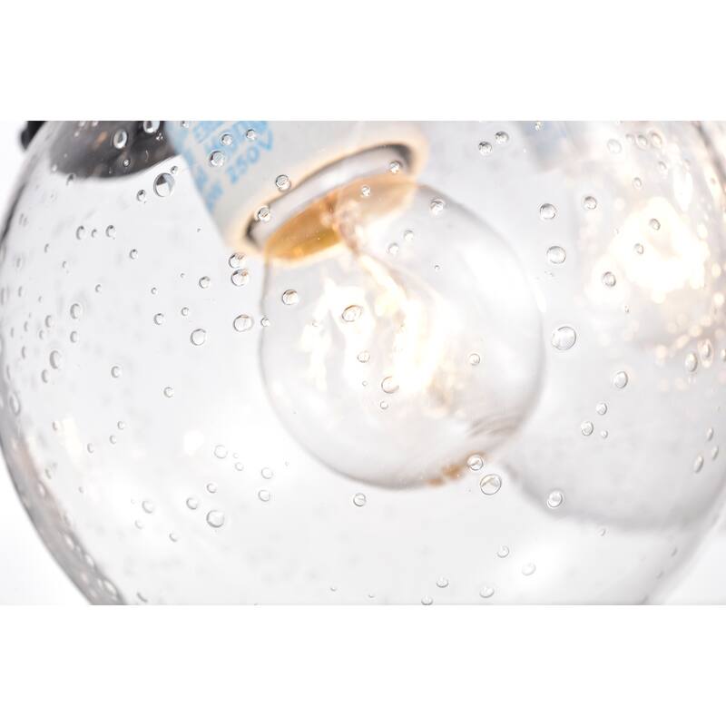 Abver Matte Black 3-Light Clear Glass Globe Semi-Flush Mount
