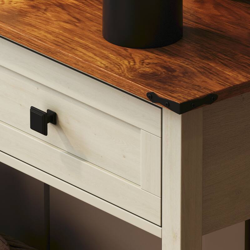 Console Table with 2 Drawer and Bottom Storage Shelf for Entryway,Rustic Side Table with Storage Drawer and Shelf