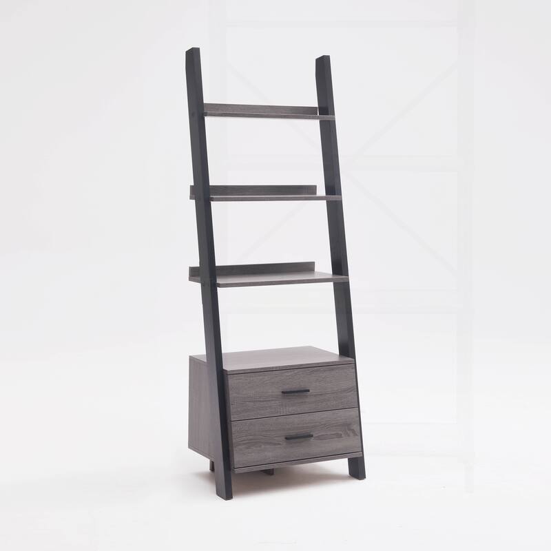 Versatile Two-Drawer Ladder Bookcase with Multiple Shelves
