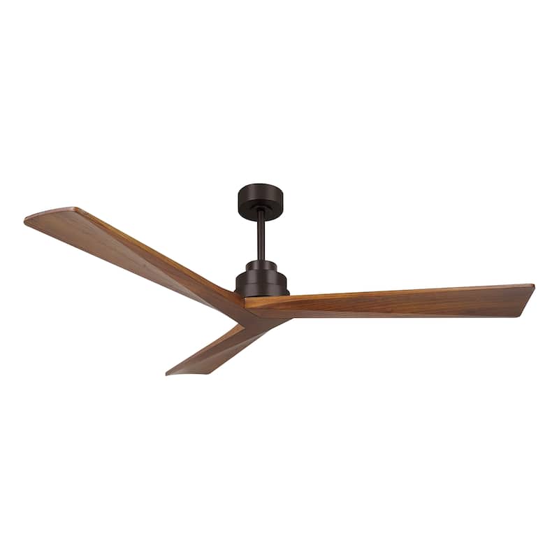 52" Low Profile Ceiling Fan Without Light, 3 Solid Wood Blades, 6 Speeds Reversible Ceiling Fan, Walnut