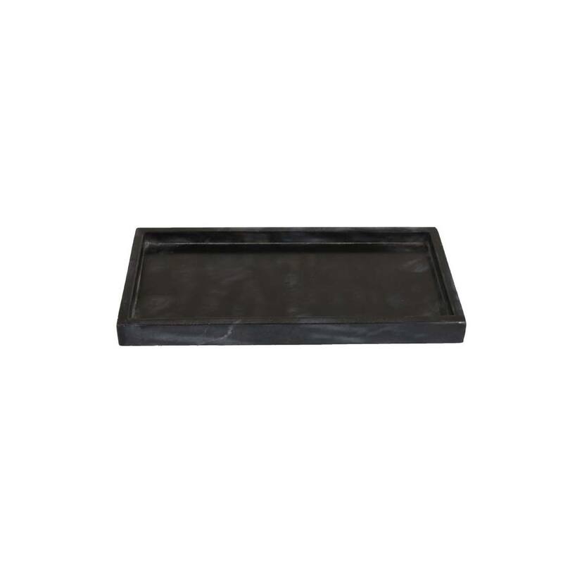 Honx Foyer Accessory Tray, Raised Lip Edges, 14 Inch Black Marble