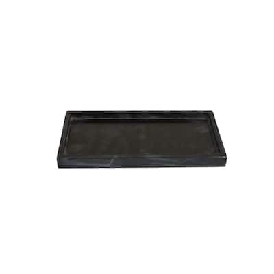 Honx Foyer Accessory Tray, Raised Lip Edges, 14 Inch Black Marble