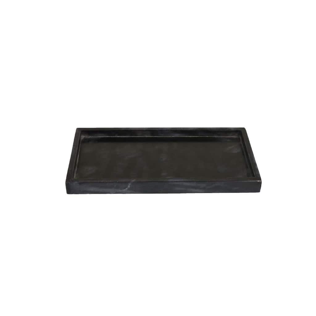Honx Foyer Accessory Tray, Raised Lip Edges, 14 Inch Black Marble