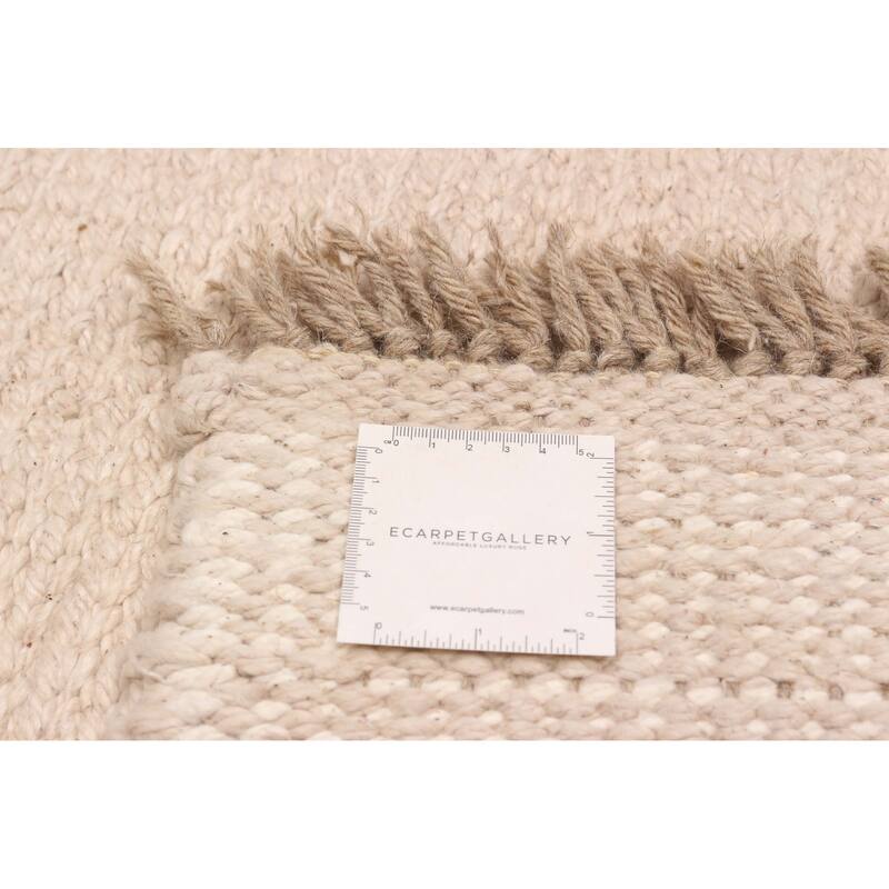 ECARPETGALLERY Flat-Weave Ankara Beige Wool Kilim - 5'7 x 7'7