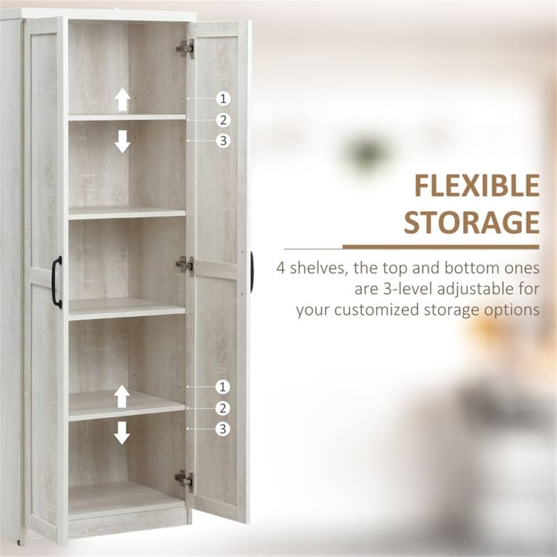 Freestanding Tall Kitchen Pantry Cabinet with Adjustable Shelves and Door Storage for Kitchen or Dining
