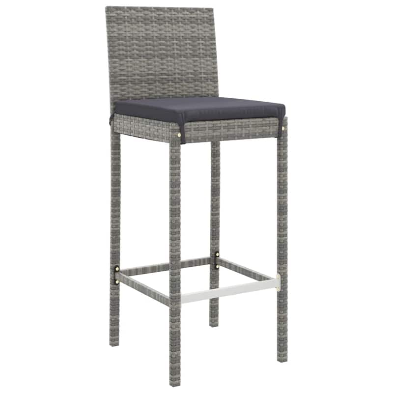 vidaXL 5 Piece Patio Bar Set with Cushions Black Poly Rattan - 15.7" x 17.3" x 42.5"