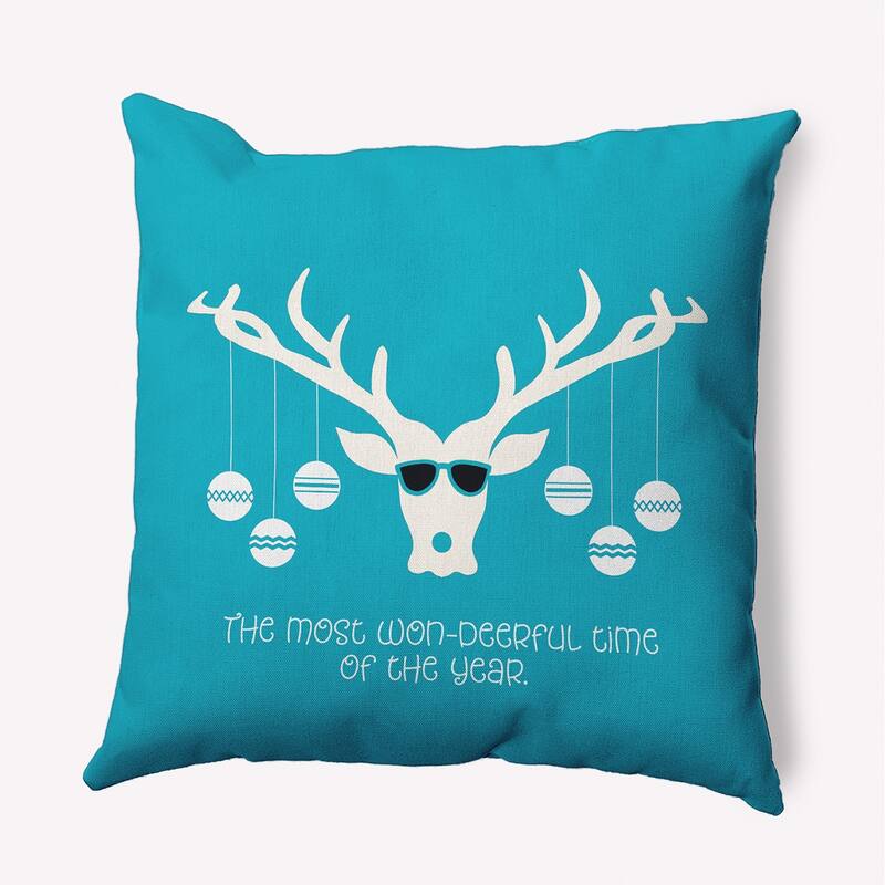 Cool Christmas Deer Accent Pillow - 20" x 20" - Turquoise