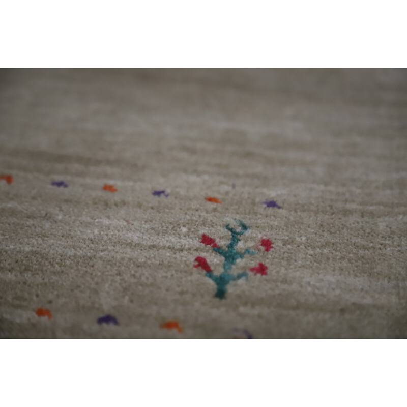 Hand Knotted Oriental 100% Wool Carpet Tribal Animal Pictorial Green Gabbeh Area Rug - 7' 8'' X 4' 11''