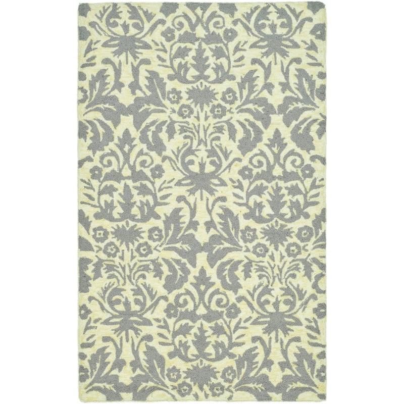 SAFAVIEH Handmade Chelsea Duschka French Country Wool Rug - 2'9" x 4'9" - Beige Yellow/Grey
