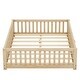 preview thumbnail 11 of 12, Natural Full Size Pine Wood Floor Bed with Safety Guardrails and Door for Kids