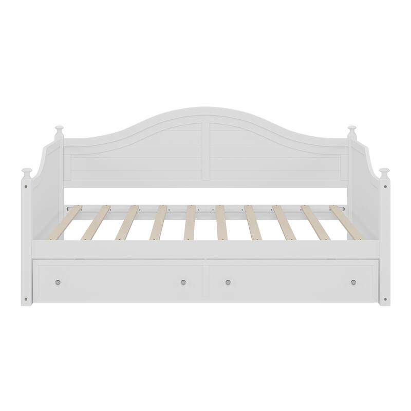 Wooden Daybed with 2 Storage Drawers, Twin Size Storage Platform Bed - Twin Size Extendable Day-bed Pop-up Trundle Bed, Sofa Bed