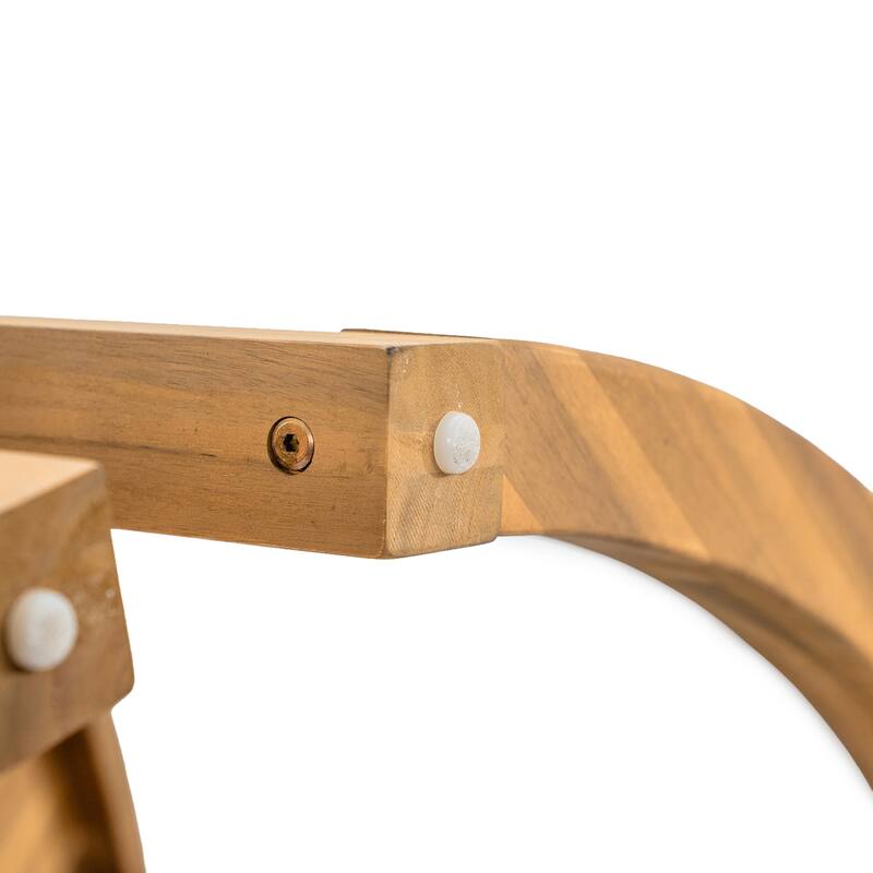 Round Patio Dining Table Set for 6 with Umbrella Hole Durable Acacia Wood Outdoor Furniture