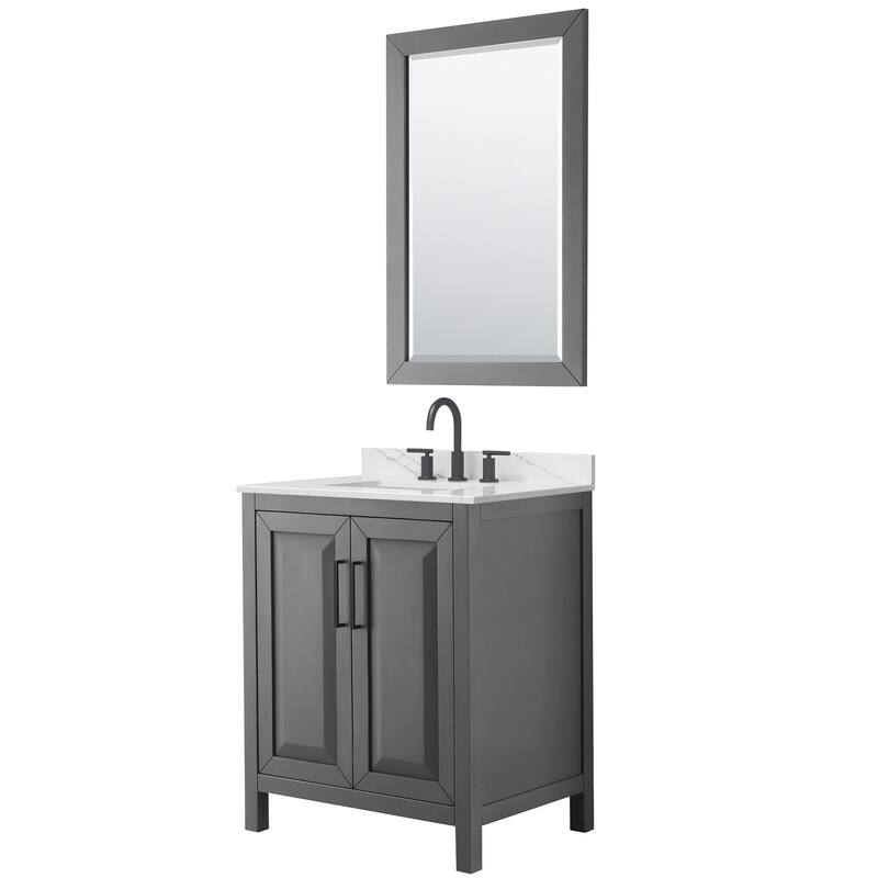 Wyndham Collection WCV252530S-QTZ-US3M24 Daria 30" Free Standing - Dark Gray / Giotto Quartz Top / Matte Black