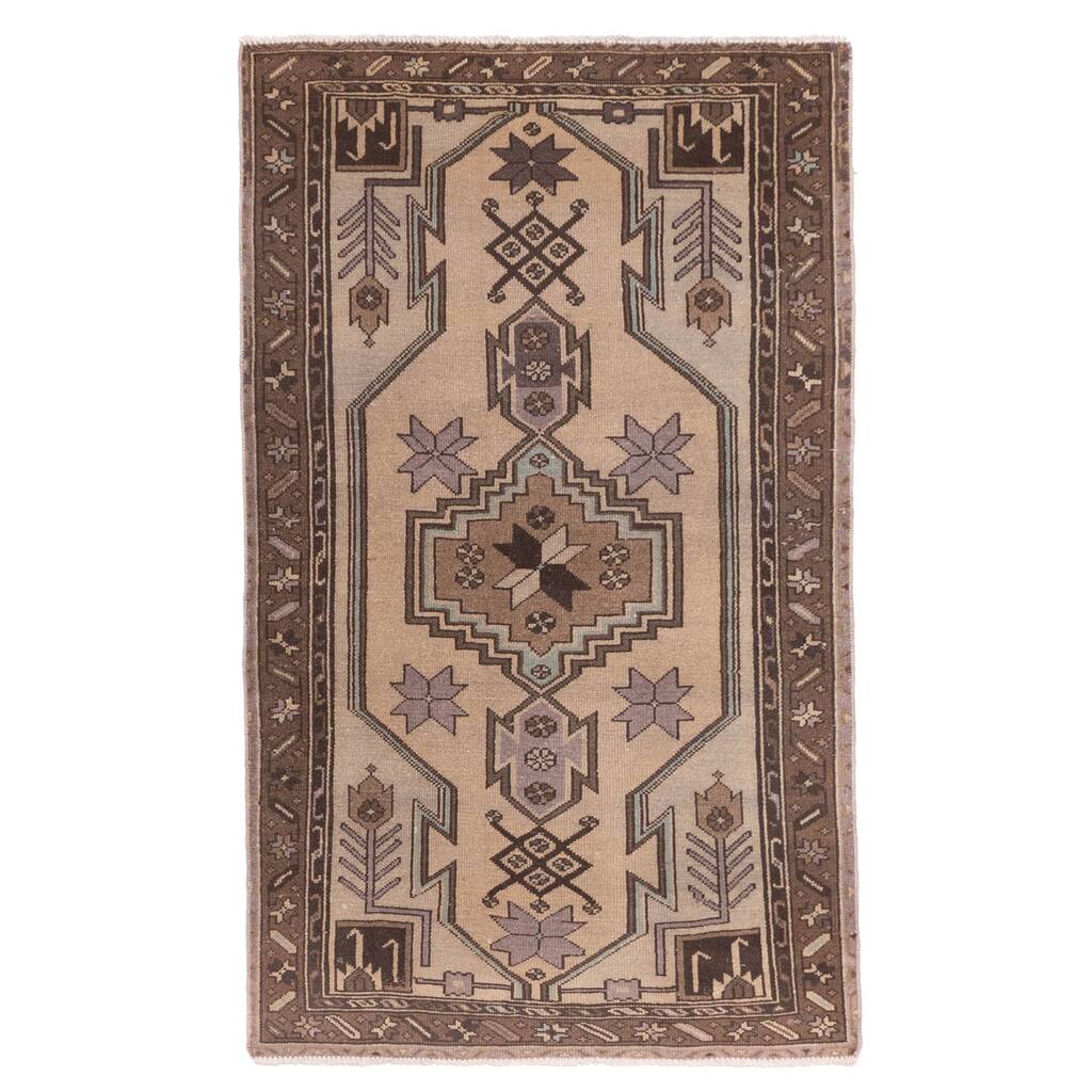 ECARPETGALLERY Hand-knotted Antalya Vintage Beige Wool Rug - 2'11 x 4'9