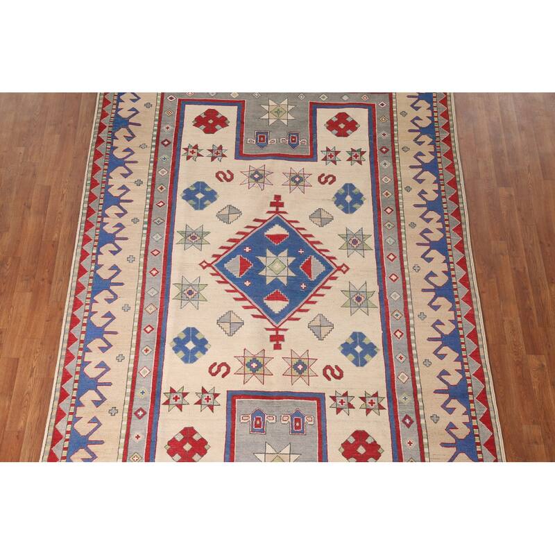 Kazak Area Rug Handmade Wool Carpet - 6'8" x 10'1"
