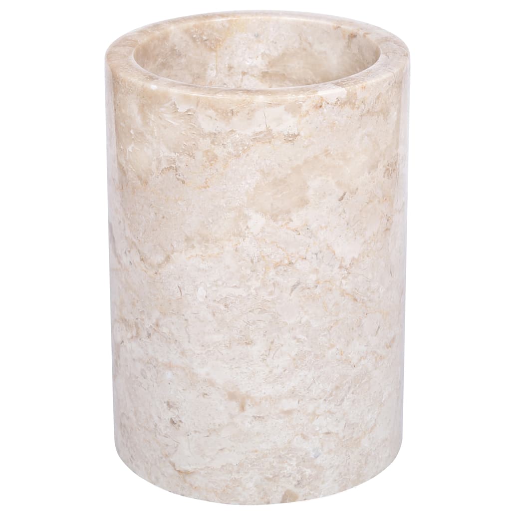 Creative Home Natural Champagne Marble Multi-Functional Tool Crock, Utensil Holder, Counter Top Organizer, 5" Diam. x 7" H