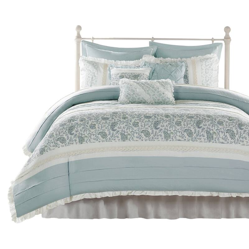 GDF Studio - Dawn 9 Piece Cotton Percale Duvet Cover Set
