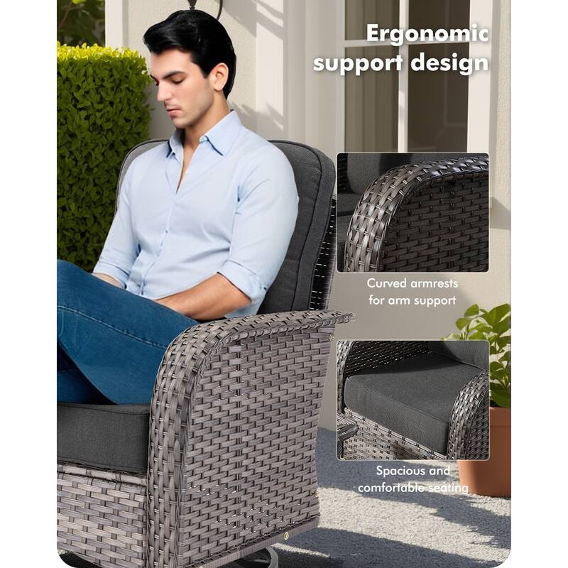 OVIOS 9-Piece Outdoor Wicker Conversation Set with Fire Pit