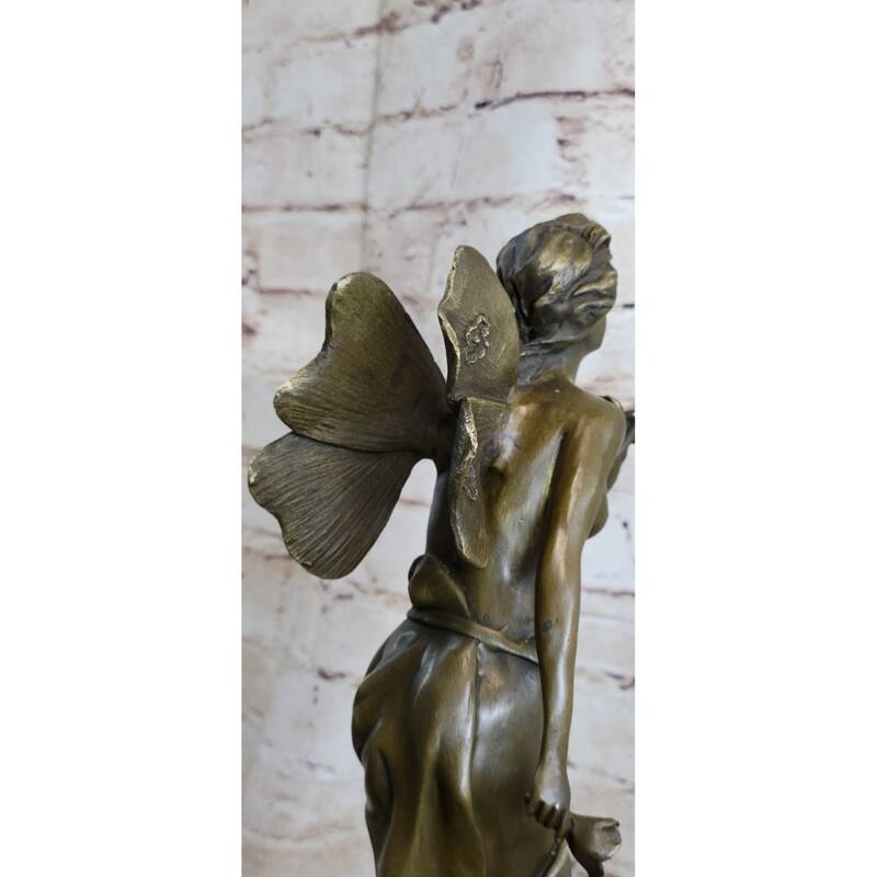 Signed: Villanis, Bronze Art Nouveau Fairy Sculpture Figure Hot Cast Figurine