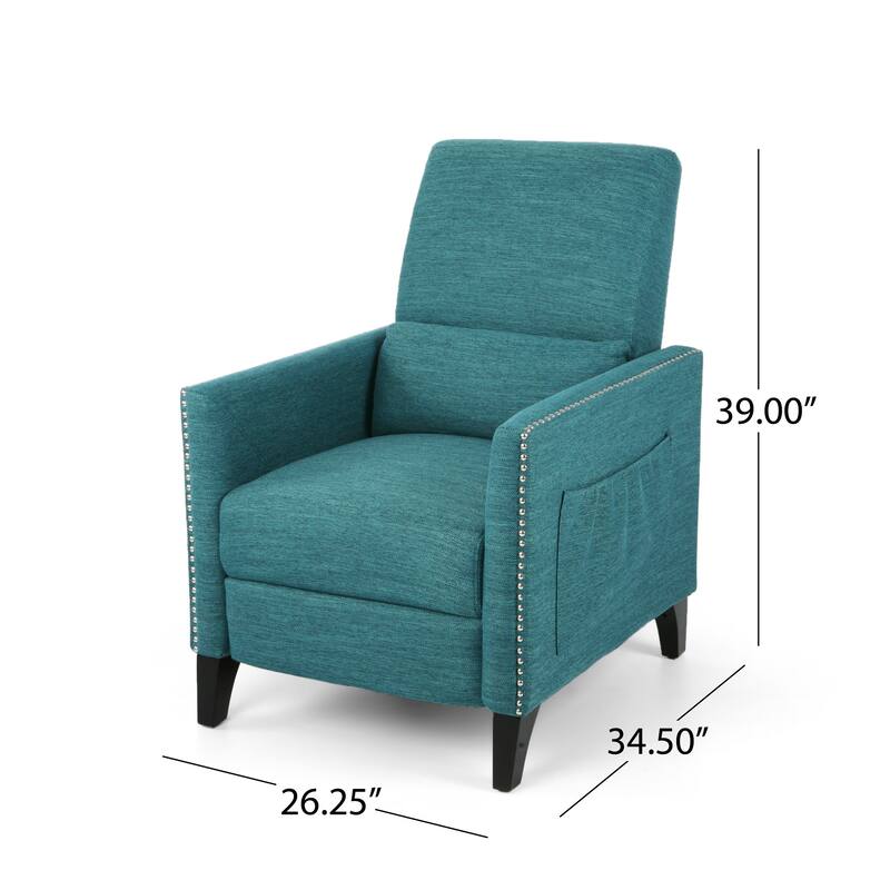 Pushback Recliner with Nailhead Accents and Birch Wood Legs