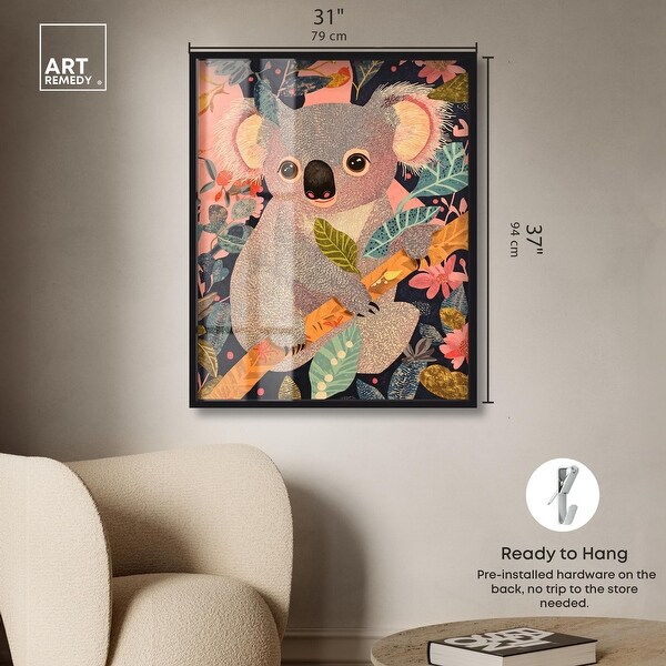 Koala in the Leaves Zoo Art Shadowbox Print by Art Remedy - Bed