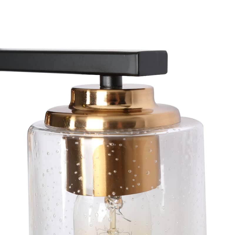 2/3/4-Light Modern Black Gold Bathroom Vanity Lights Seeded Glass Wall Sconces