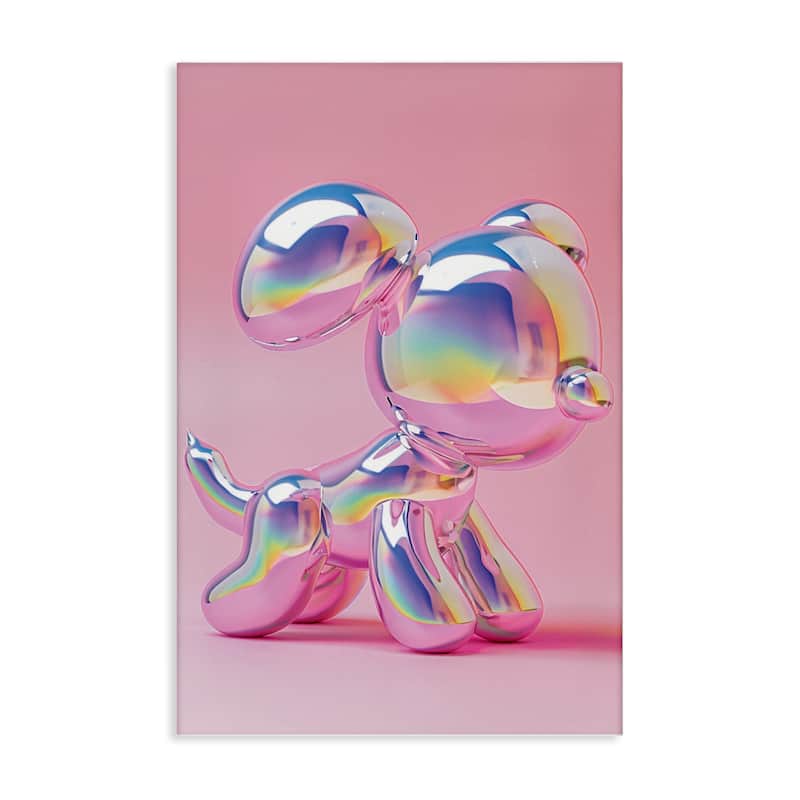 Stupell Pink & Iridescent Trendy Dog Canvas Wall Art Design By LSR Design Studio - 20 x 30