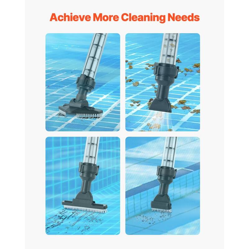 Pool Vacuum, 8.5 GPM Handheld Cordless Hot Tub Vacuum with Extension Pole for Deep Cleaning & Strong Suction, Rechargeable