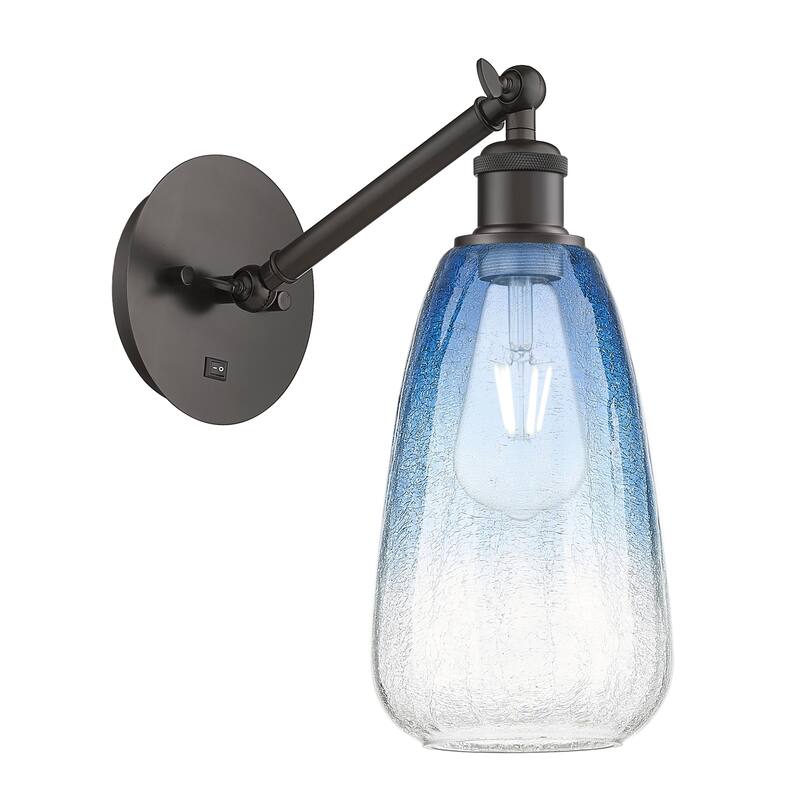 Innovations Lighting Endless Possibilities Ballston - Brookhaven Almond - 1 Light 6" Adjustable Sconce - Oil Rubbed Bronze/Sapphire Blue