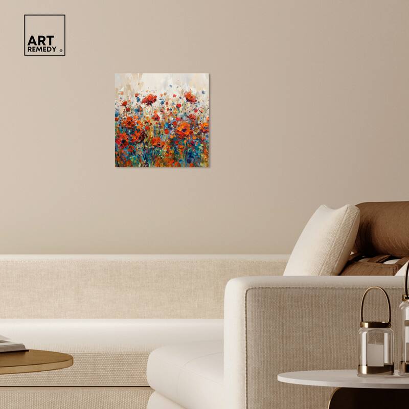 Art Remedy Beautiful Garden Bloom Gallery Wrapped Impressionism 1 Piece Canvas Wall Art